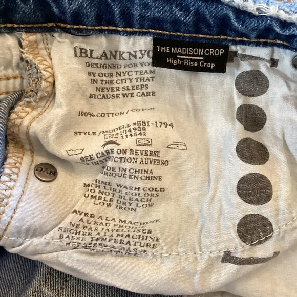 BLANKNYC Womens Jeans‎ Size 29 High-Rise Madison Crop Distressed Denim - Picture 9 of 9